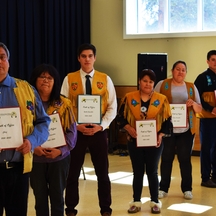 Left to Right: Chief Darin Isaac, Elder Councillor Amy Johnnie, Youth Councillor Cody Sims, Crow Councillor Carmen Baker, Crow Councillor Ashley Edzerza, Wolf Councillor Morris Morrison and Wolf Councillor Jeremy Harper 